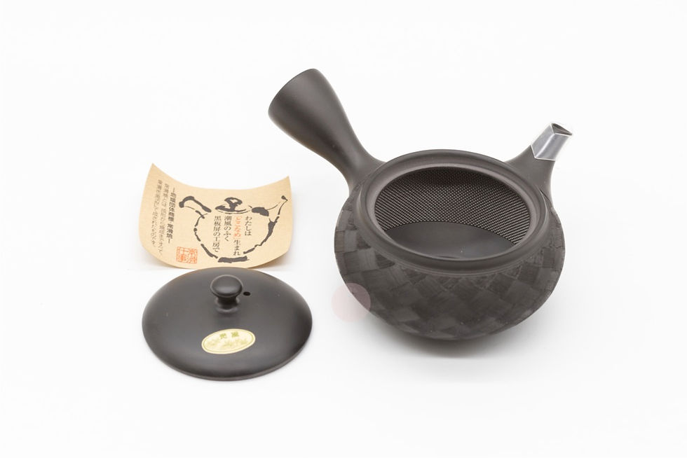 縮圖：光風作 黑泥平丸櫛目市松 急須茶壺 (常滑燒)
