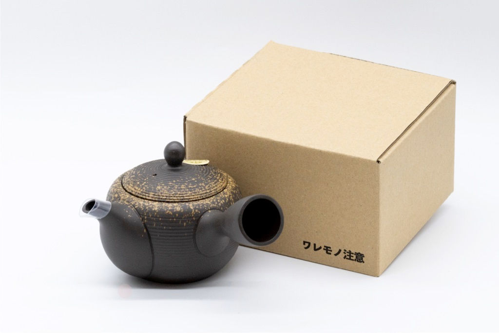 富仙作 黑高丸千段金吹 急須茶壺 (常滑燒)