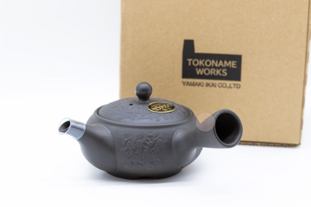 陶聖作 黒泥平丸形泥土變化 急須茶壺  (常滑燒)