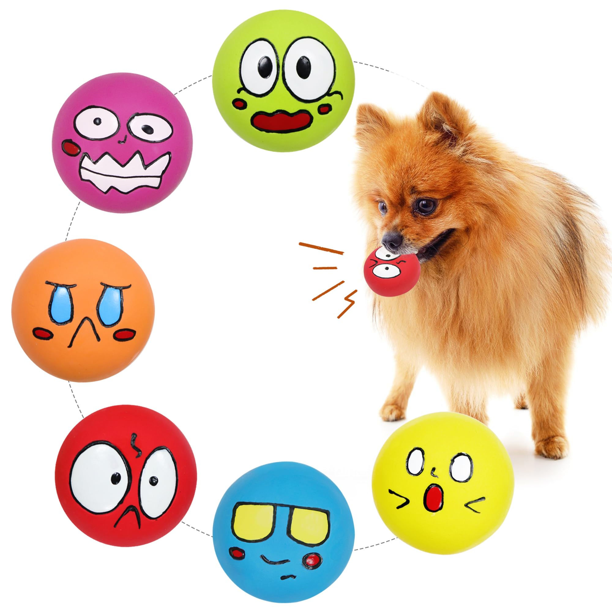 LLSPET Latex Dog Squeaky Toys Balls for Teething Puppies Small Medium Dogs 6 Pcs