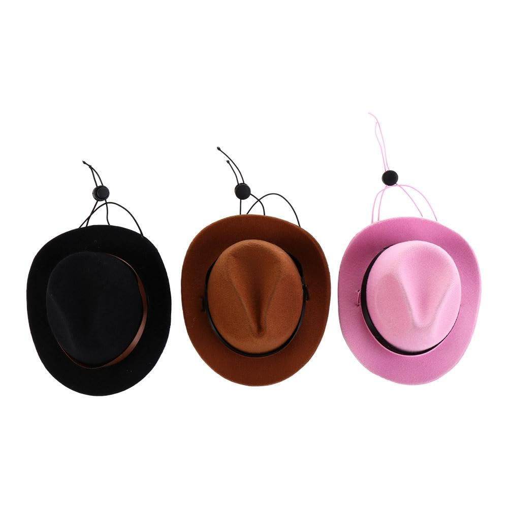 3Pcs Pet Dog Cowboy Hat Adjustable Buckle Pet Hat Puppies Cowboy Cowgirl Cosplay