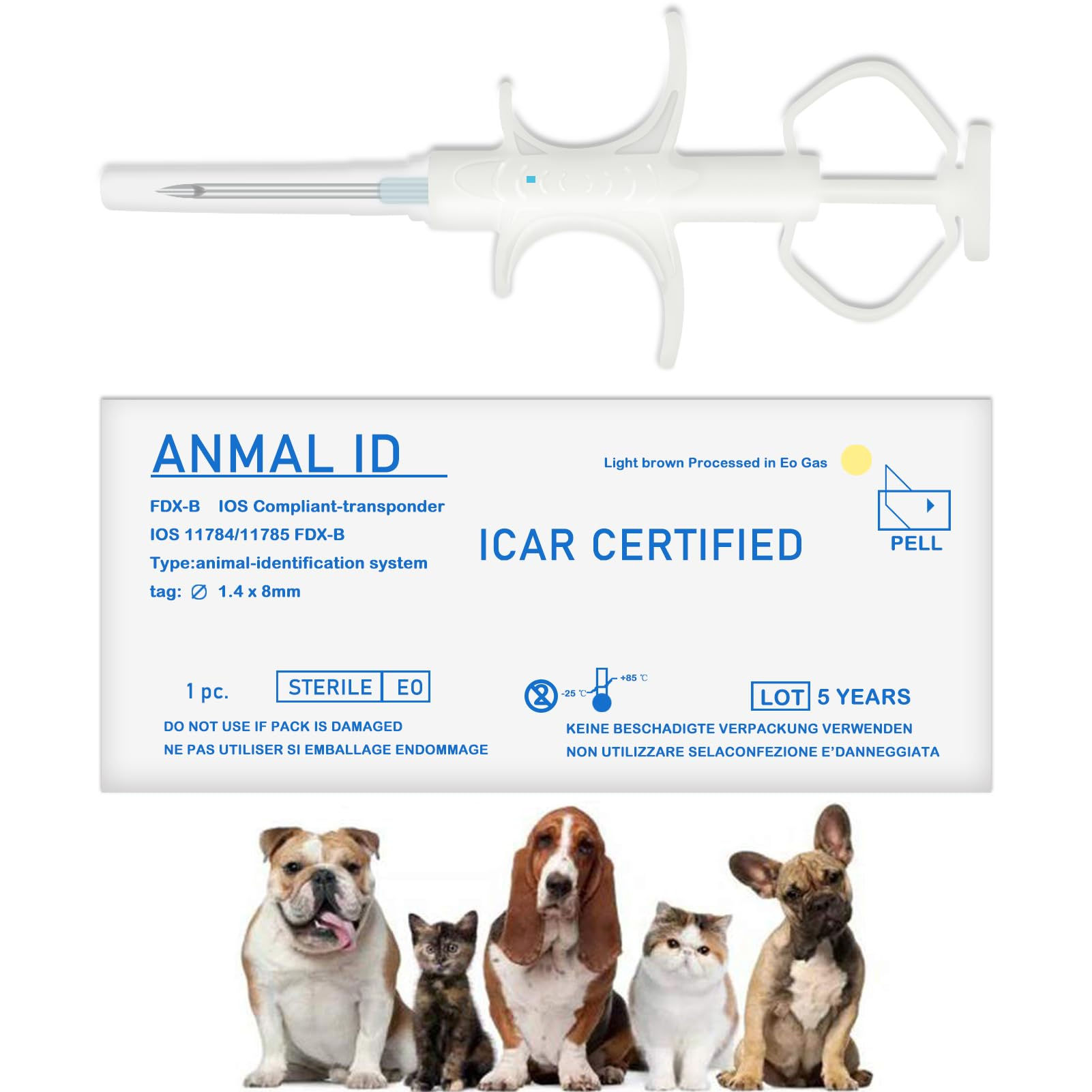 Smoostart 20 Pack 1.4x8mm Universal Standard Pet Microchip ISO11784(85)/FDX-B Pe