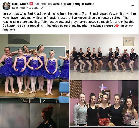 Facebook Review - West End Academy of Dance is home - New Friends - Love of Dance - Ballet  - Best Dance Studio