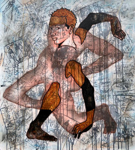 Le miroir de nos tourments 2 -techniques mixtes-80x90- 2024