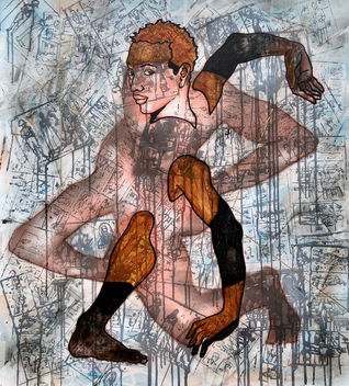 Le miroir de nos tourments 2 -techniques mixtes-80x90- 2024