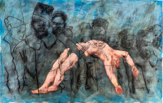 on a sauvé l'homme - techniques mixtes - 150x100  - 2023