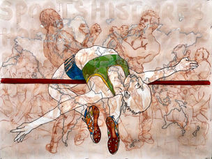 Esquive - techniques mixtes - 100x75 - 2024