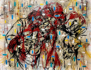 Nos vies entrelacées -techniques mixtes-146x100- 2024
