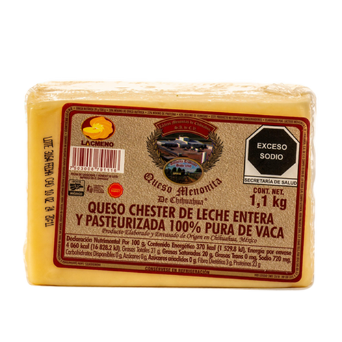 QUESO TIPO CHESTER MENONITA DE CHIHUAHUA LACMENO 1.1kg DAC Quality Foods