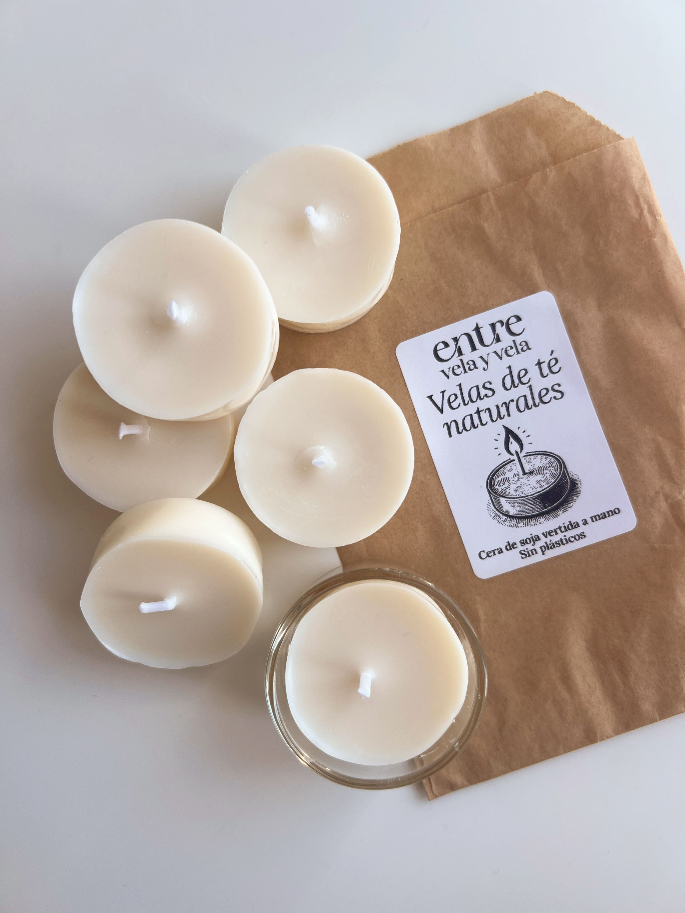 Velas de té de cera de soja natural (sin aroma)