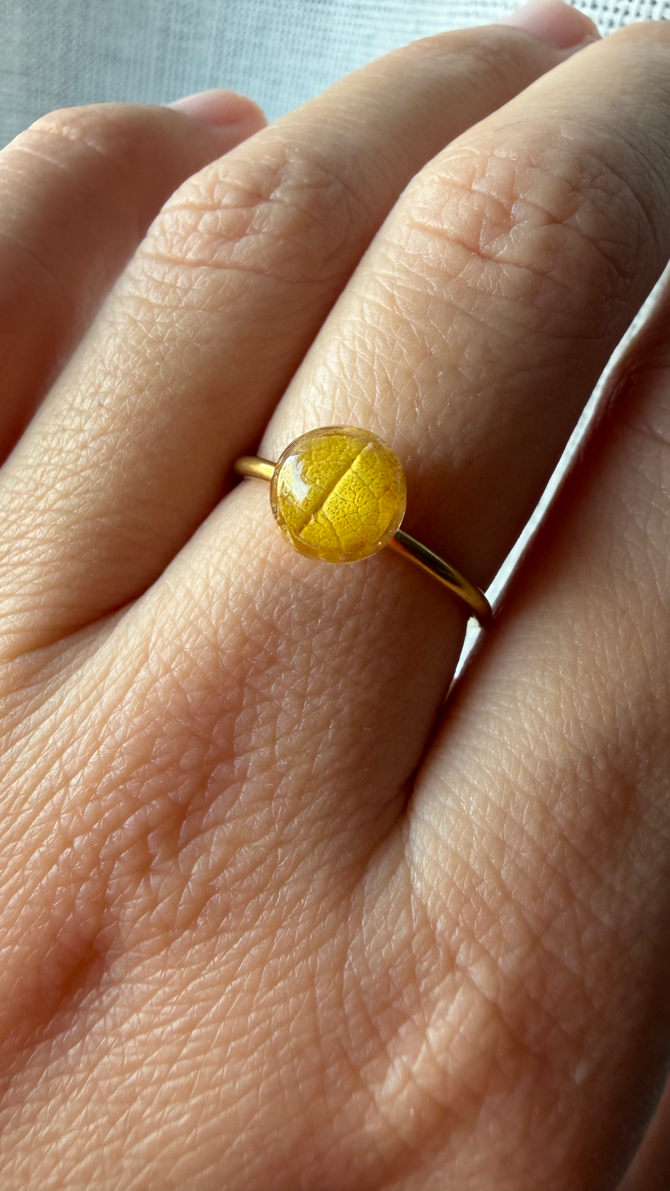 Anillo hoja de platanero natural (S)