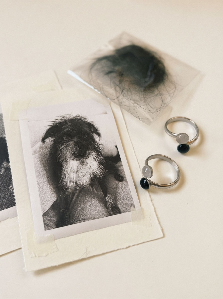 Miniatura: Anillo 'Dúo' personalizado con pelo de tu perro o gato