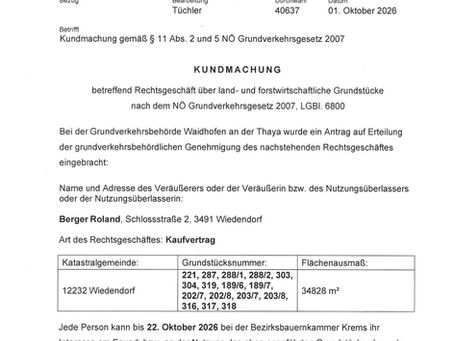 Kundmachung NÖ Grundverkehrsgesetz (bis 22.10.2026)