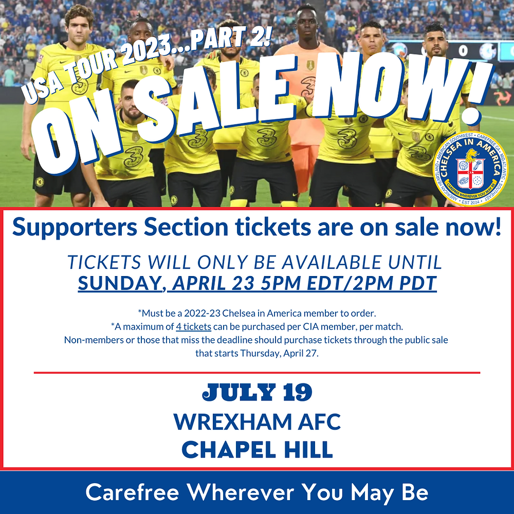 July 19 Chelsea v Wrexham AFC tickets on sale now!