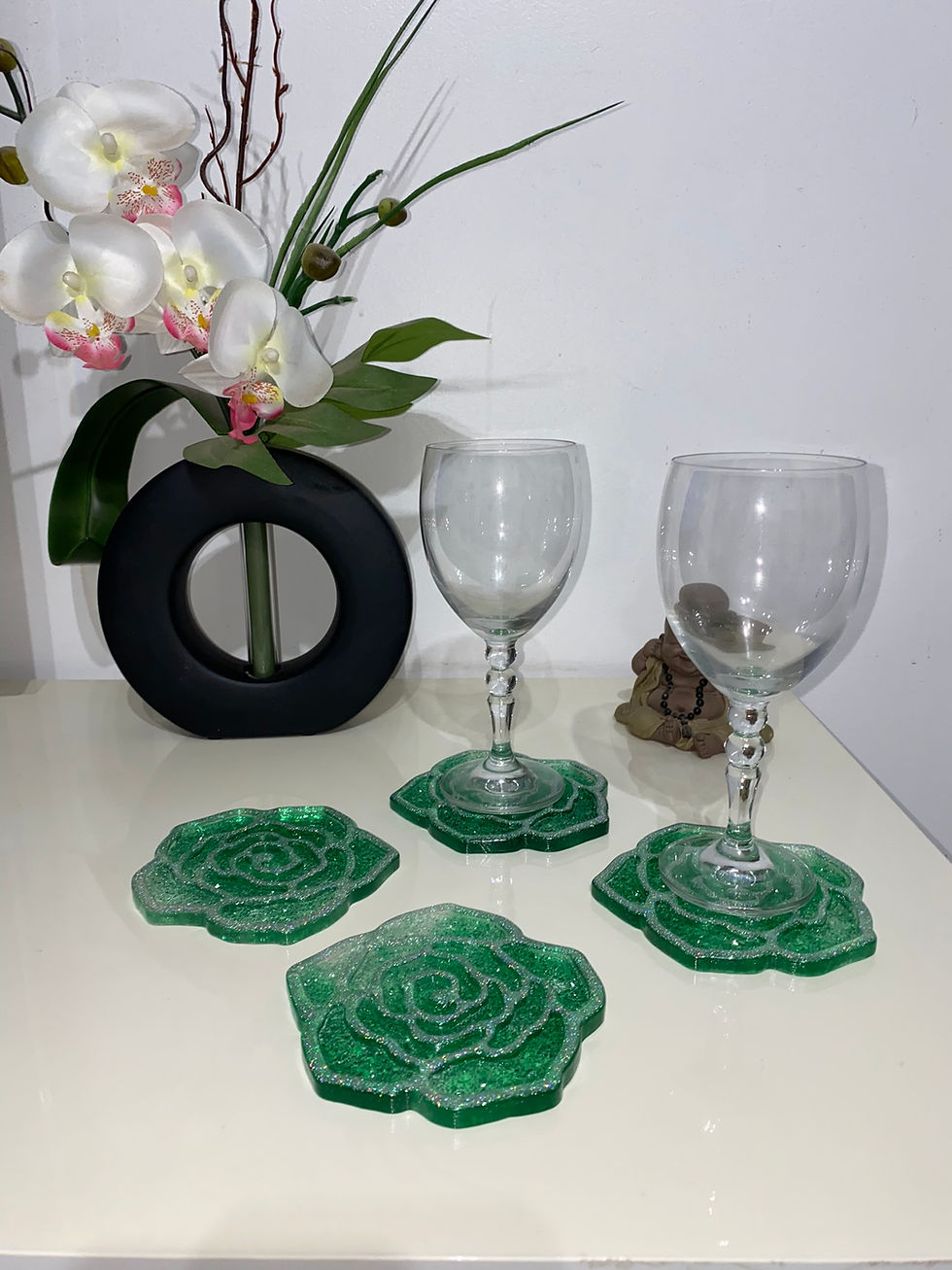 Miniature : Dessous de verre rose effet diamant (coloris au choix) - lot de 4