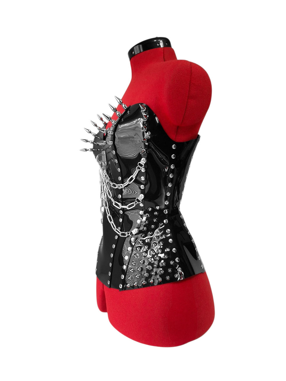 Thumbnail: THE WARDEN Extreme Gothic Spiked Overbust Corset