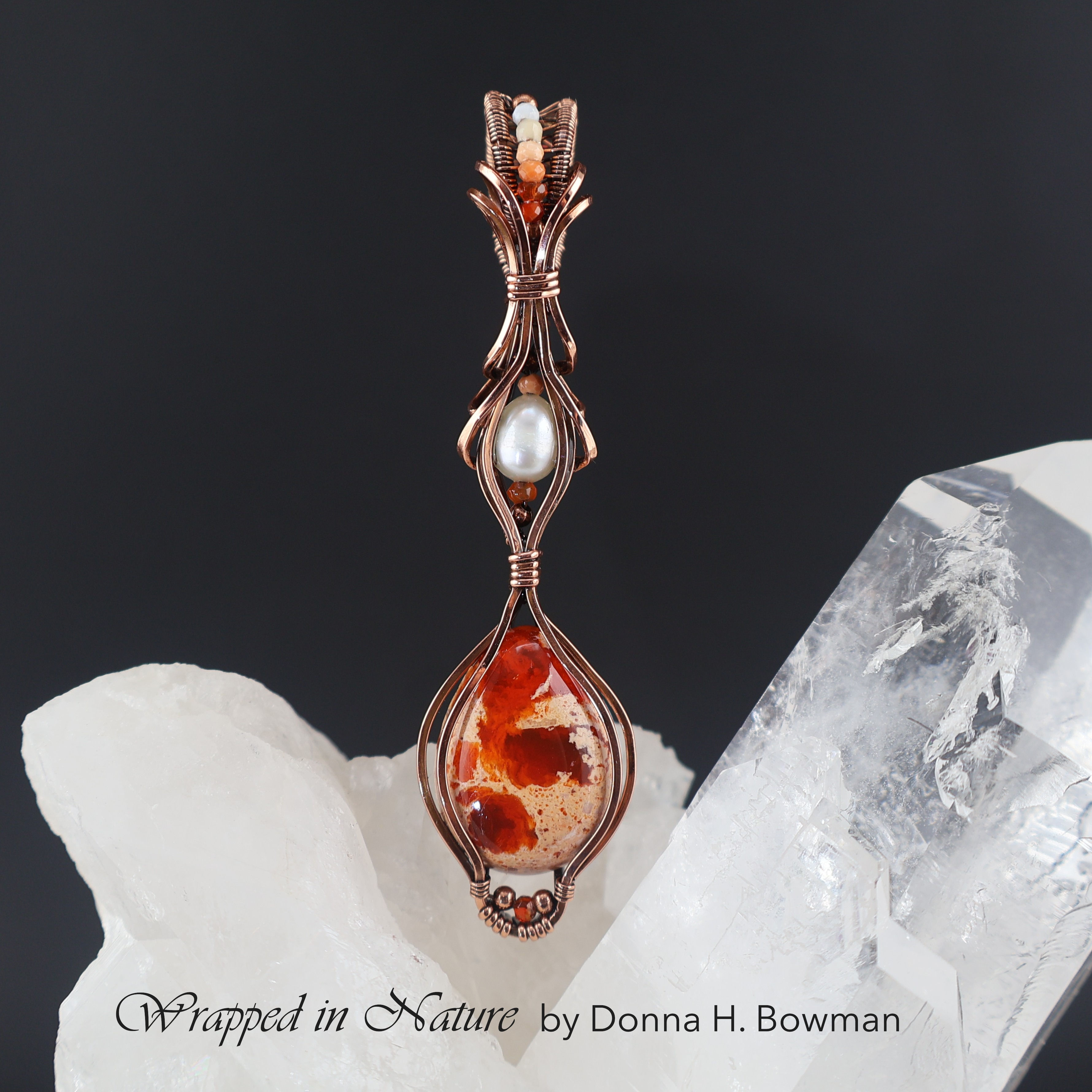 Mexican Fire Opal, FW Pearl, Copper
