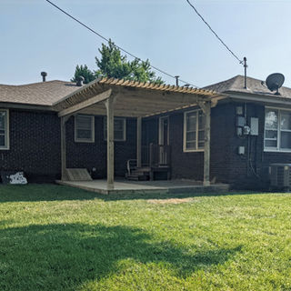 Patio awning for a family home.