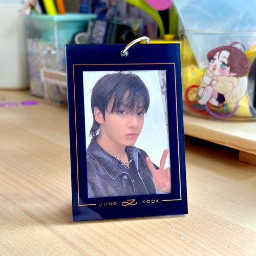 Jungkook Golden Acrylic Photocard Holder Keychain | Haedal Designs