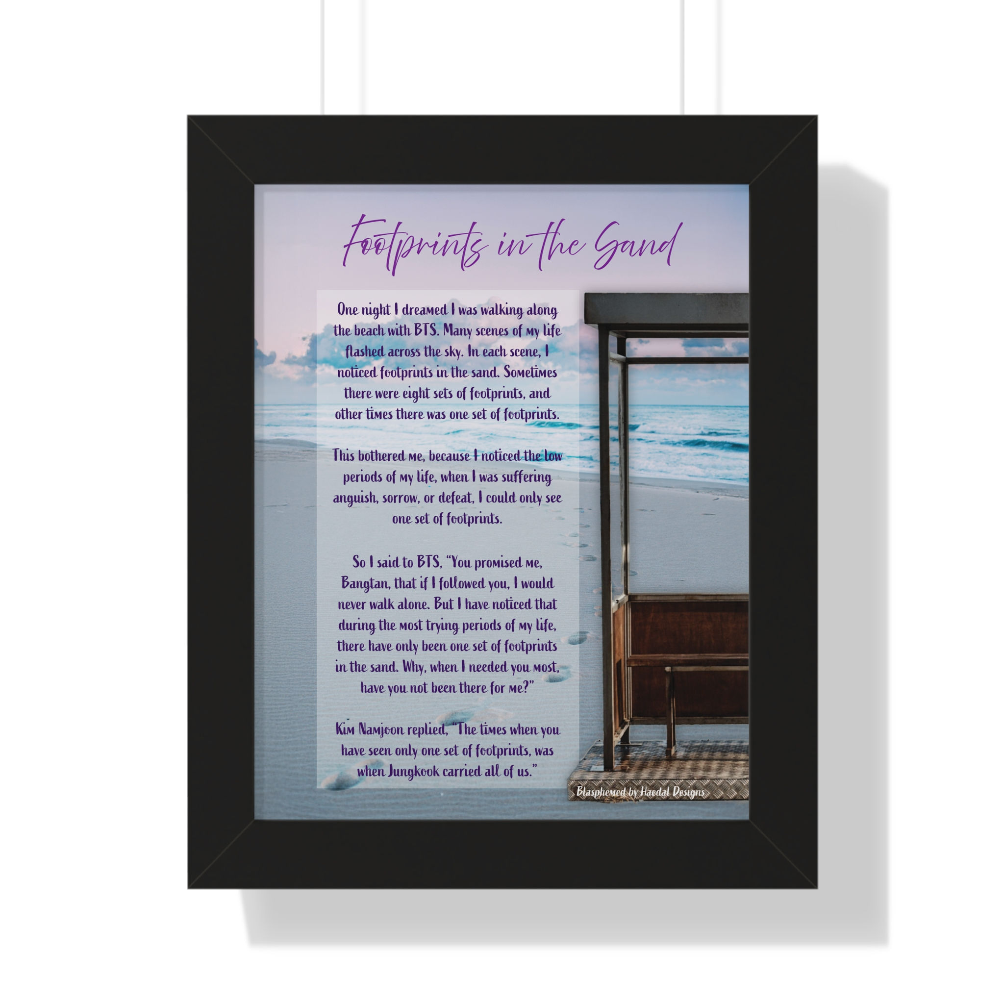 đ BTS âFootprints in the Sandâ Parody Poster - Framed