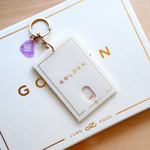 Jungkook Golden Acrylic Photocard Holder Keychain | Haedal Designs