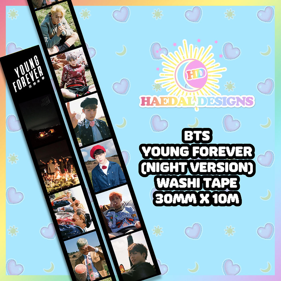 Thumbnail: WHOLESALE - BTS Young Forever Washi Tape (Night Version) - 30mm x 10m