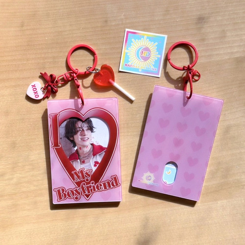 I Heart My Boyfriend Acrylic Photocard Holder Keychain | Haedal