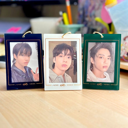 Jungkook Golden Acrylic Photocard Holder Keychain | Haedal Designs