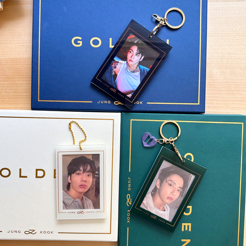 Jungkook Golden Acrylic Photocard Holder Keychain | Haedal Designs