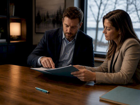 Professionals reviewing liability contract terms
