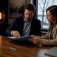 Professionals reviewing liability contract terms