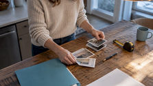 Homeowner organizing insurance claim evidence