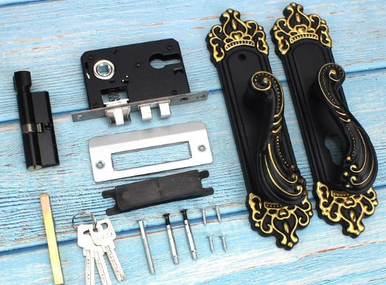Thumbnail: Royal Black Gold Modern Type Door Lock