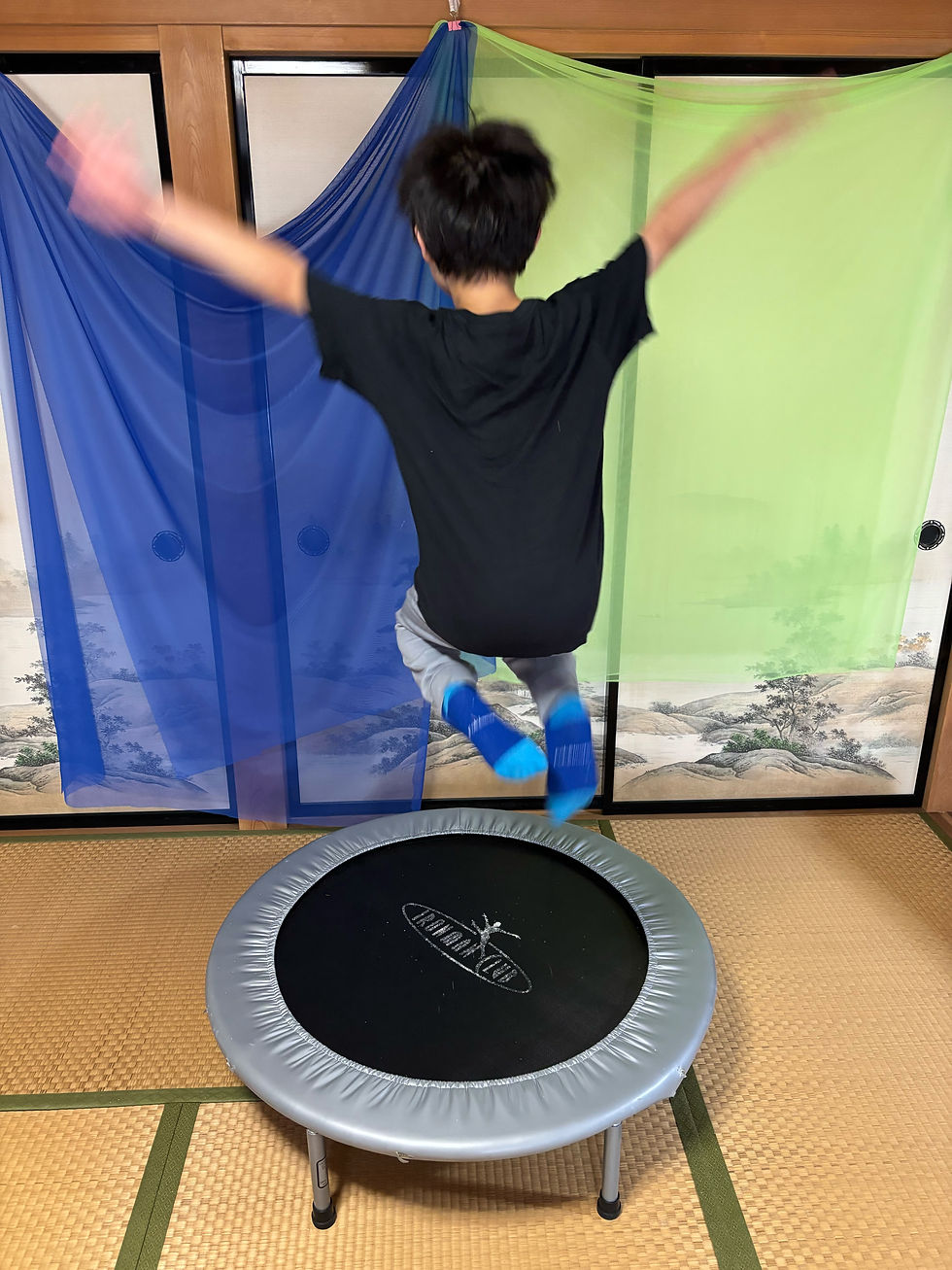 素晴らしい跳躍!(撮影用に後ろ向きで撮影)