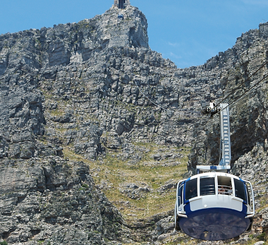The cable car is pictured shortly before the Table Mountain Top Stop.