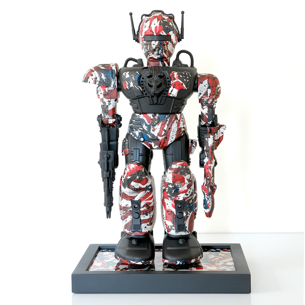Robot Art Toy hydrodipping motif USA