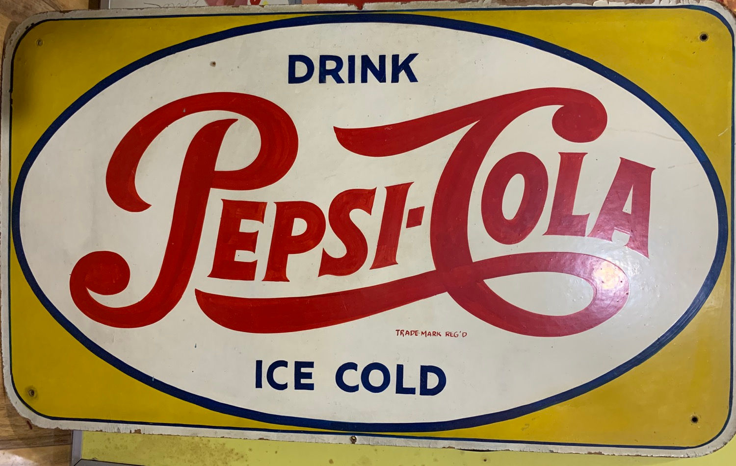 Pepsi-Cola sign on board hand painted in great condition
