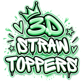 Glossy Mint Graffiti 3D Straw Toppers Lo