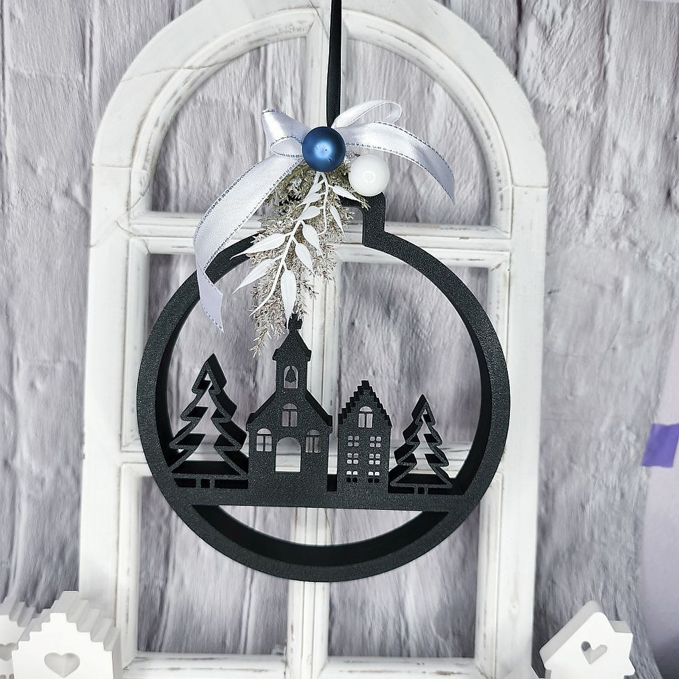 3D Baumkugel Aufhänger "Häuser"