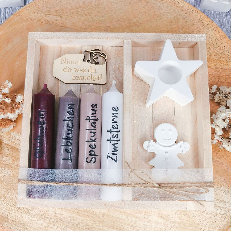 Weihnachts-Stabkerzen 4er Set "Nimm dir was du brauchst, Naschzeug"