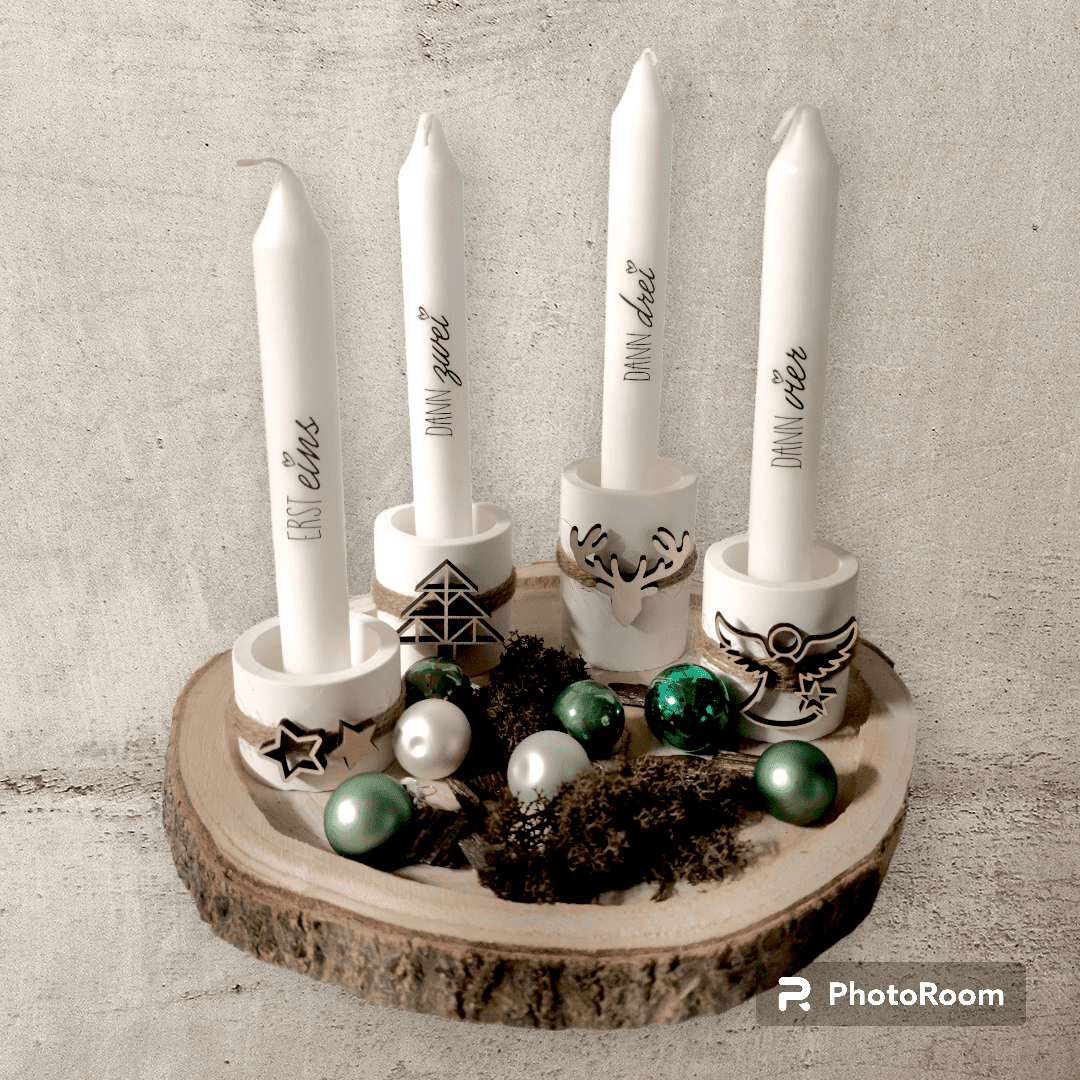 Adventskranz "Stabkerzen" mit Deko