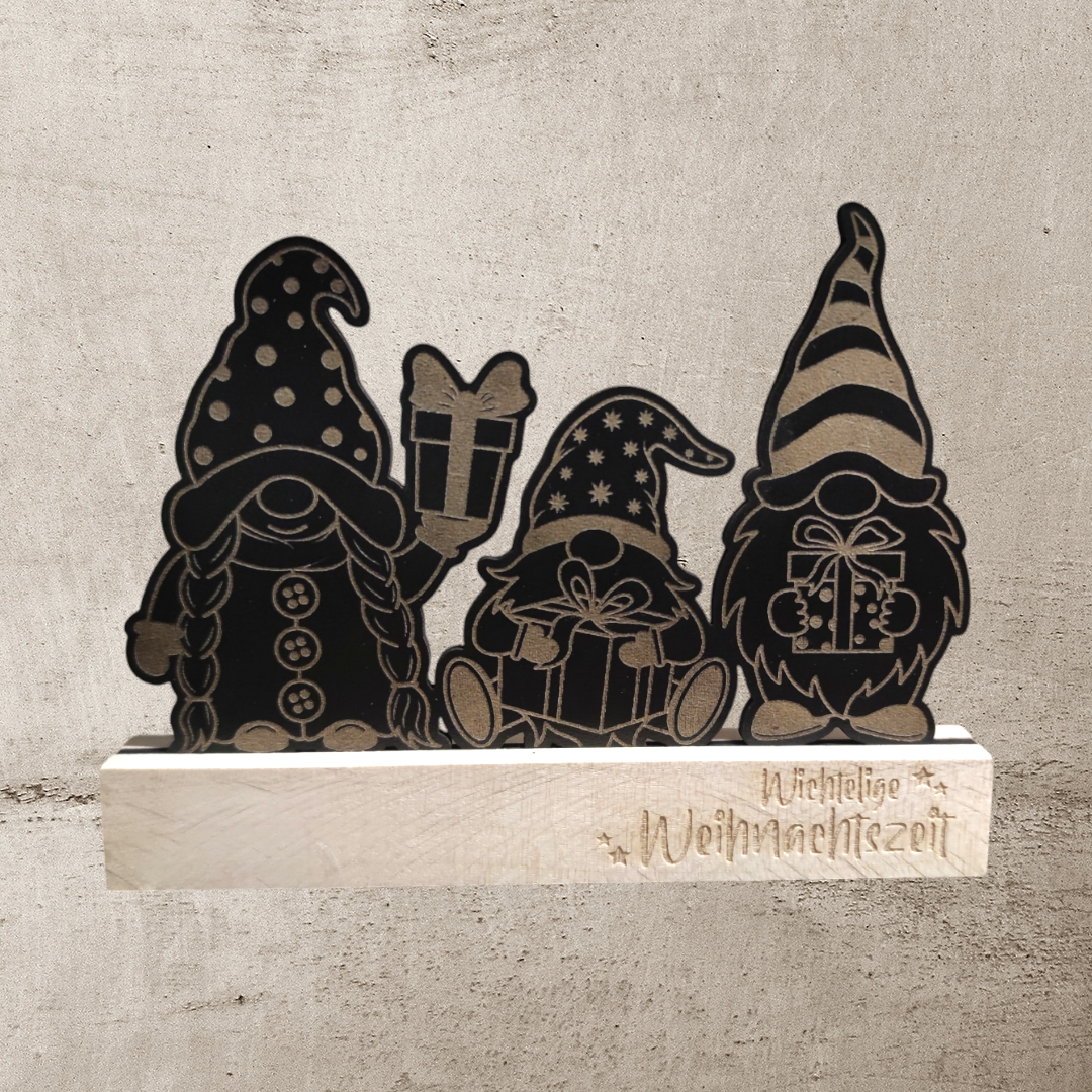 Holz Aufsteller "Wichtel", graviert