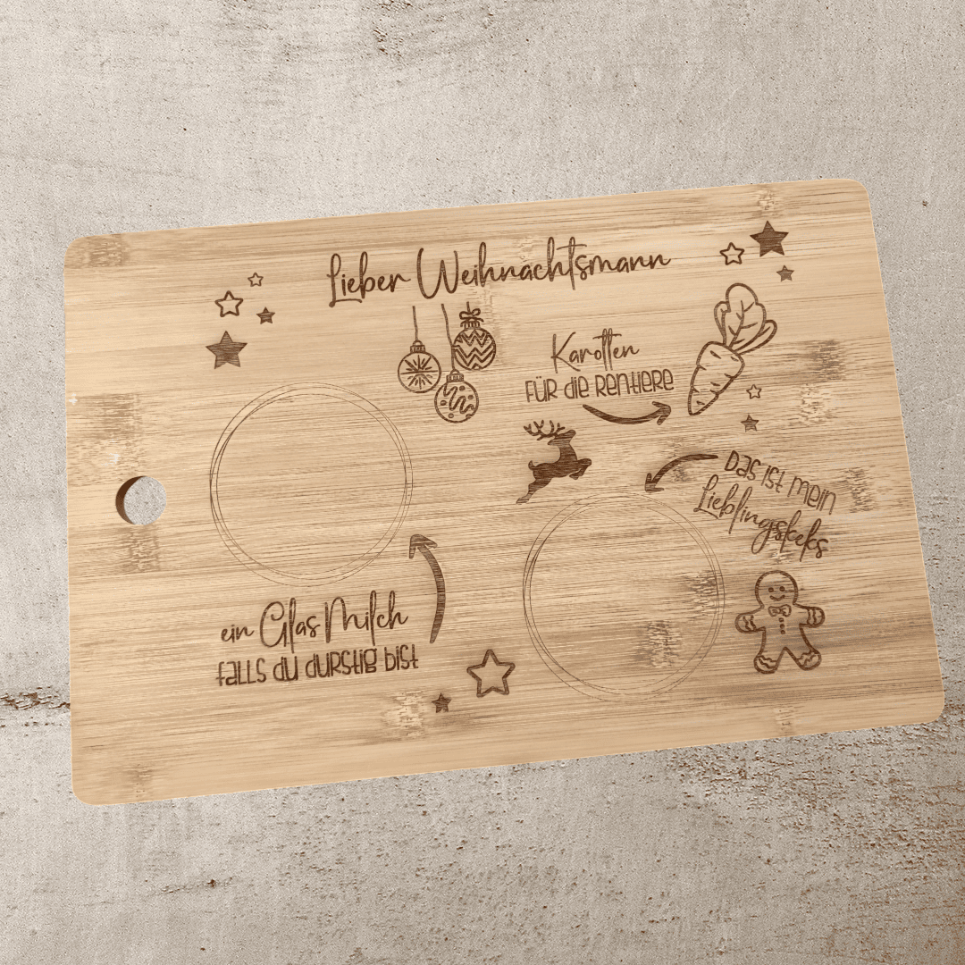 Schneidebrettchen Bambus "Lieber Weihnachtsmann"