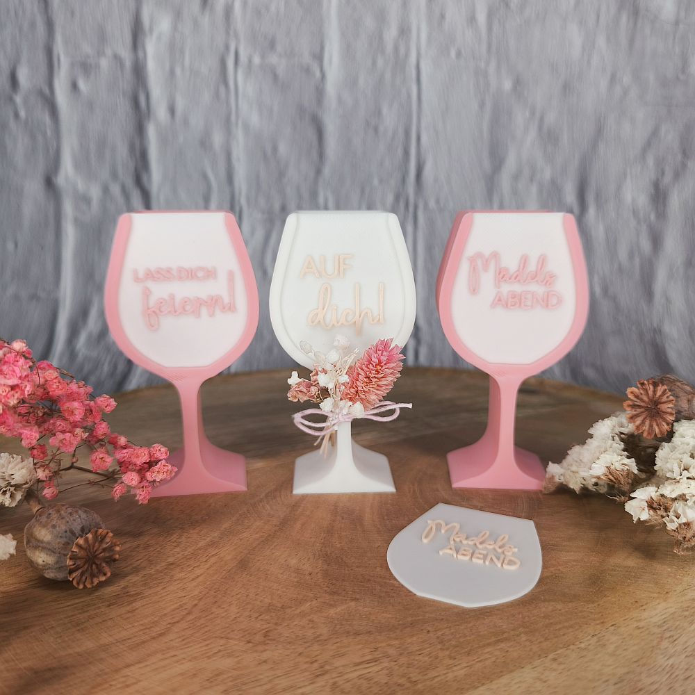 Leucht-Weingläser mit Spruch