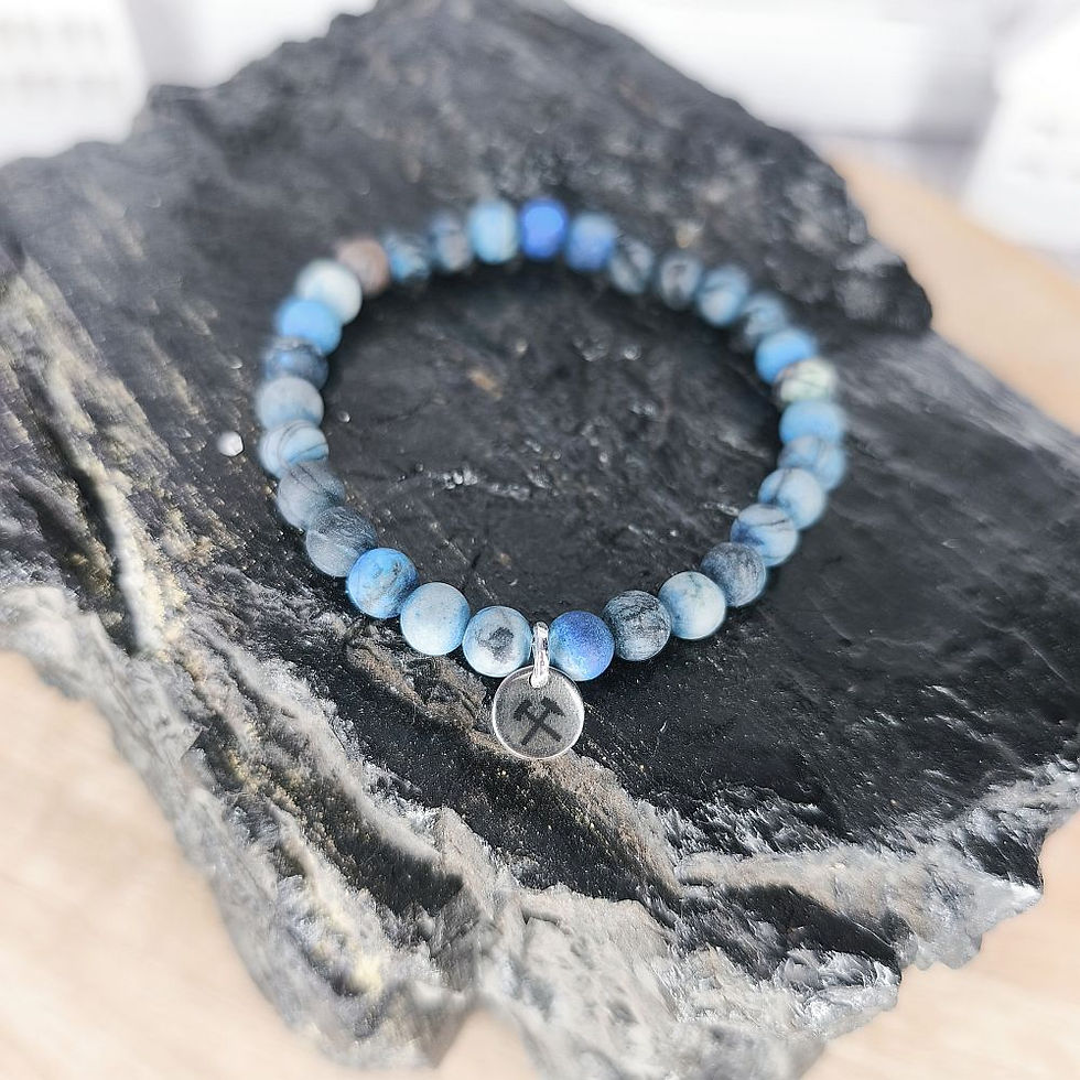 Armband, Marmorstein-Perlen "Zeche/Schlägel & Eisen"