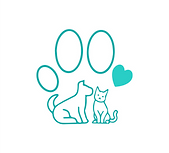 Logo of the practice, a paws made my a dog and a cat with a heart on top