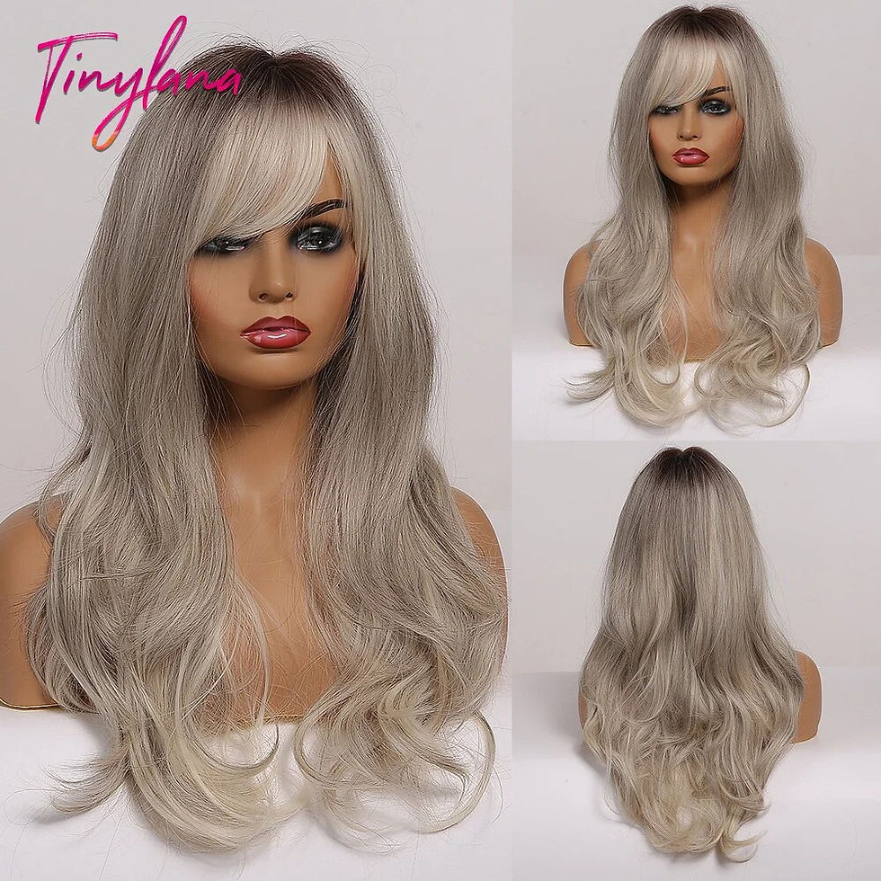Thumbnail: TINY LANA Heat Resistant Natural Wavy Synthetic with Bangs 