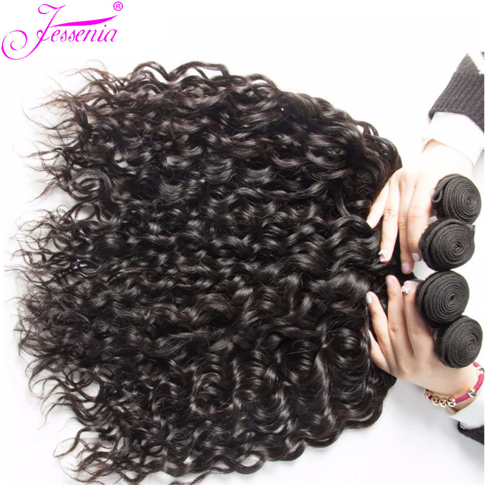 Thumbnail: 12A Remy Human Hair Indian Wet and Wavy Water Wave With Closure Bundles 