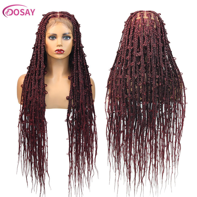 Thumbnail: 36" Butterfly Synthetic Goddess Locs Box Braids Full Lace 