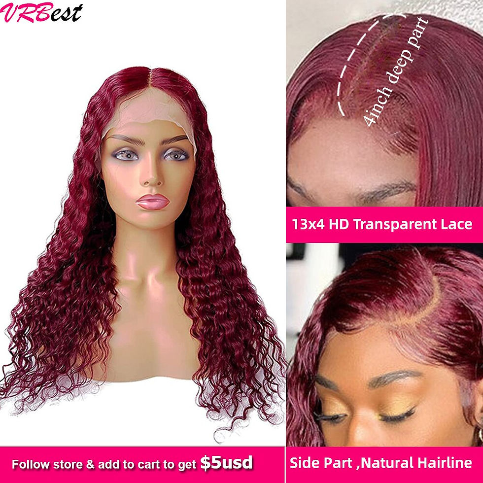 Thumbnail: Glueless 99J Colored Human Hair Deep Wave 13x4 HD Transparent Lace